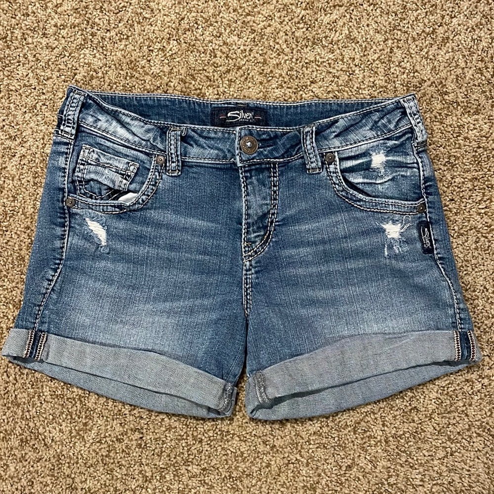 Silver jean shorts